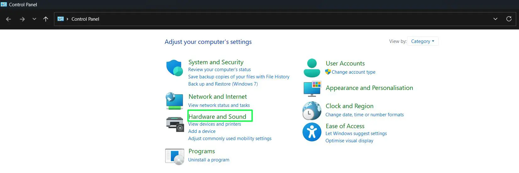 Click Hardware and Sound