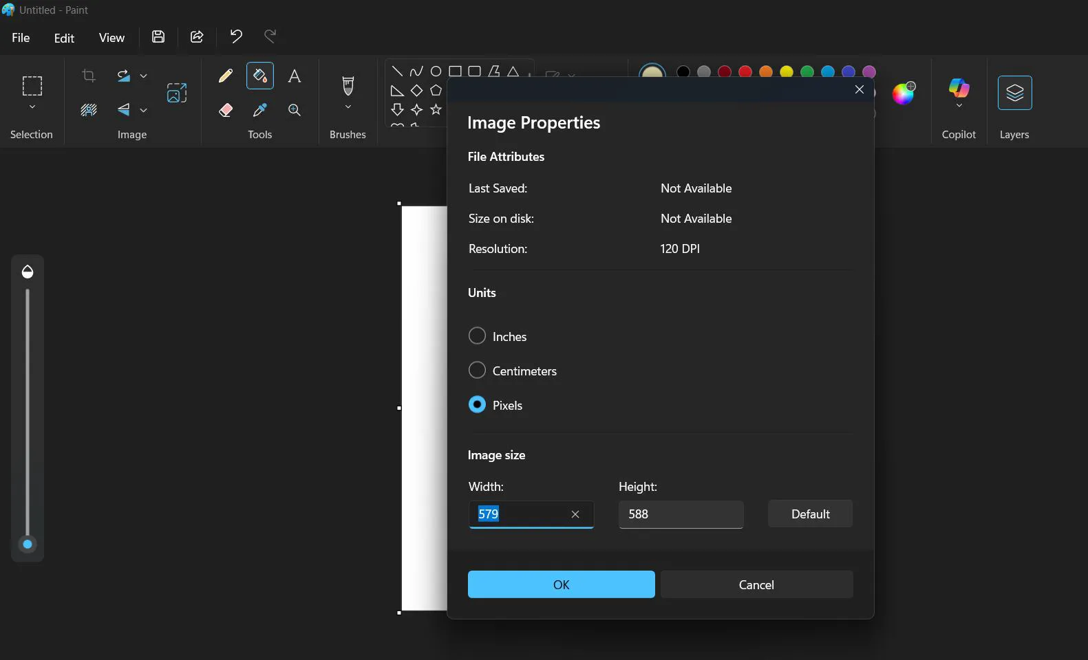 Enter the desired Width and Height values