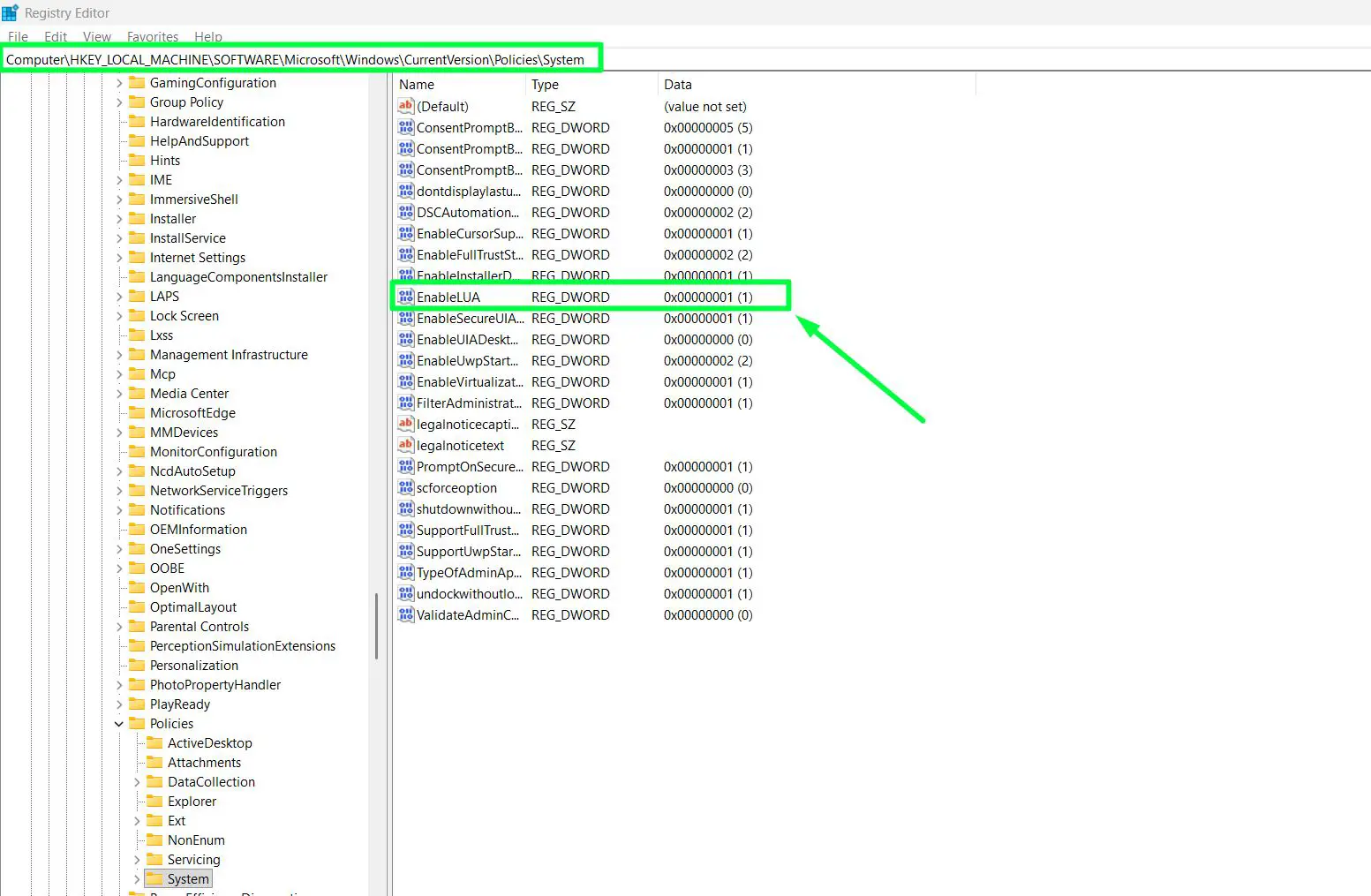 How to Enable or Disable UAC Using the Registry Editor