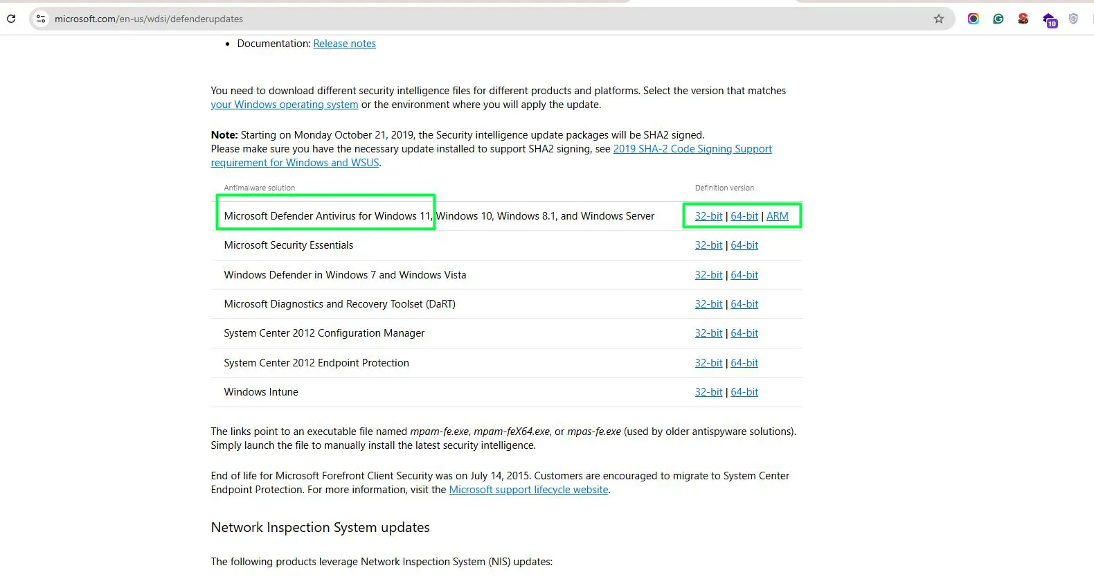 Identify your antimalware solution from the table and select Microsoft Defender Antivirus for Windows 11