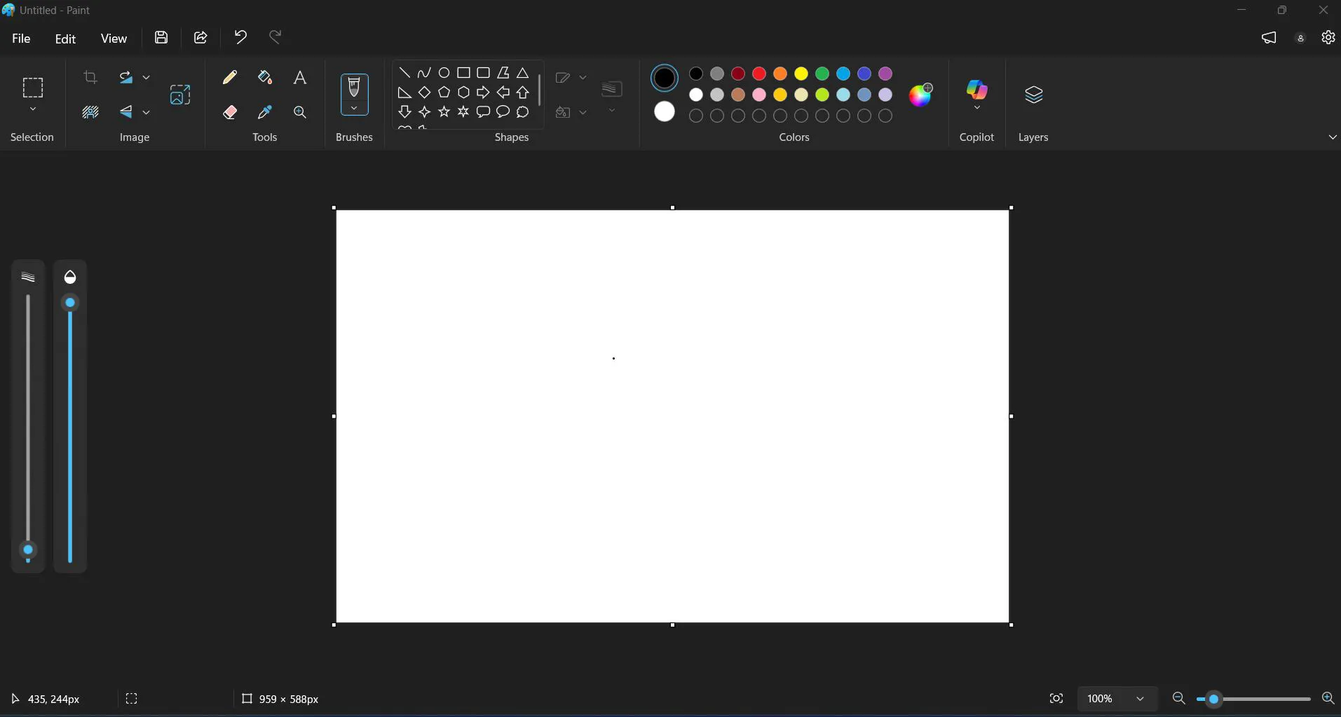 Paint primary workspace contains all essential drawing and editing tools