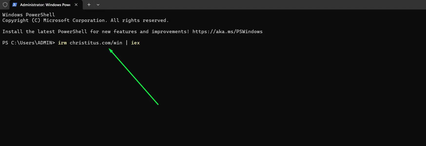Run this command to launch the tool – irm christitus.com win iex