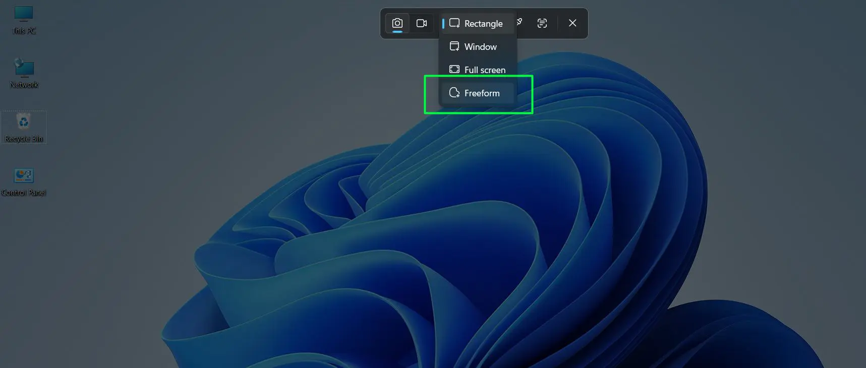 Select  ‘Freeform’