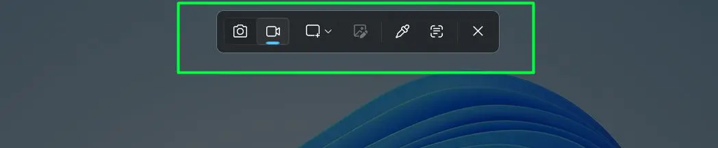 The screen will dim slightly and a small toolbar will appear at the top of the screen