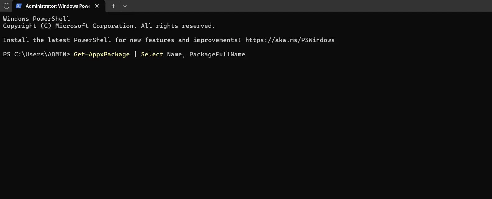 To see all installed packages, run this command – Get-AppxPackage Select Name, PackageFullName