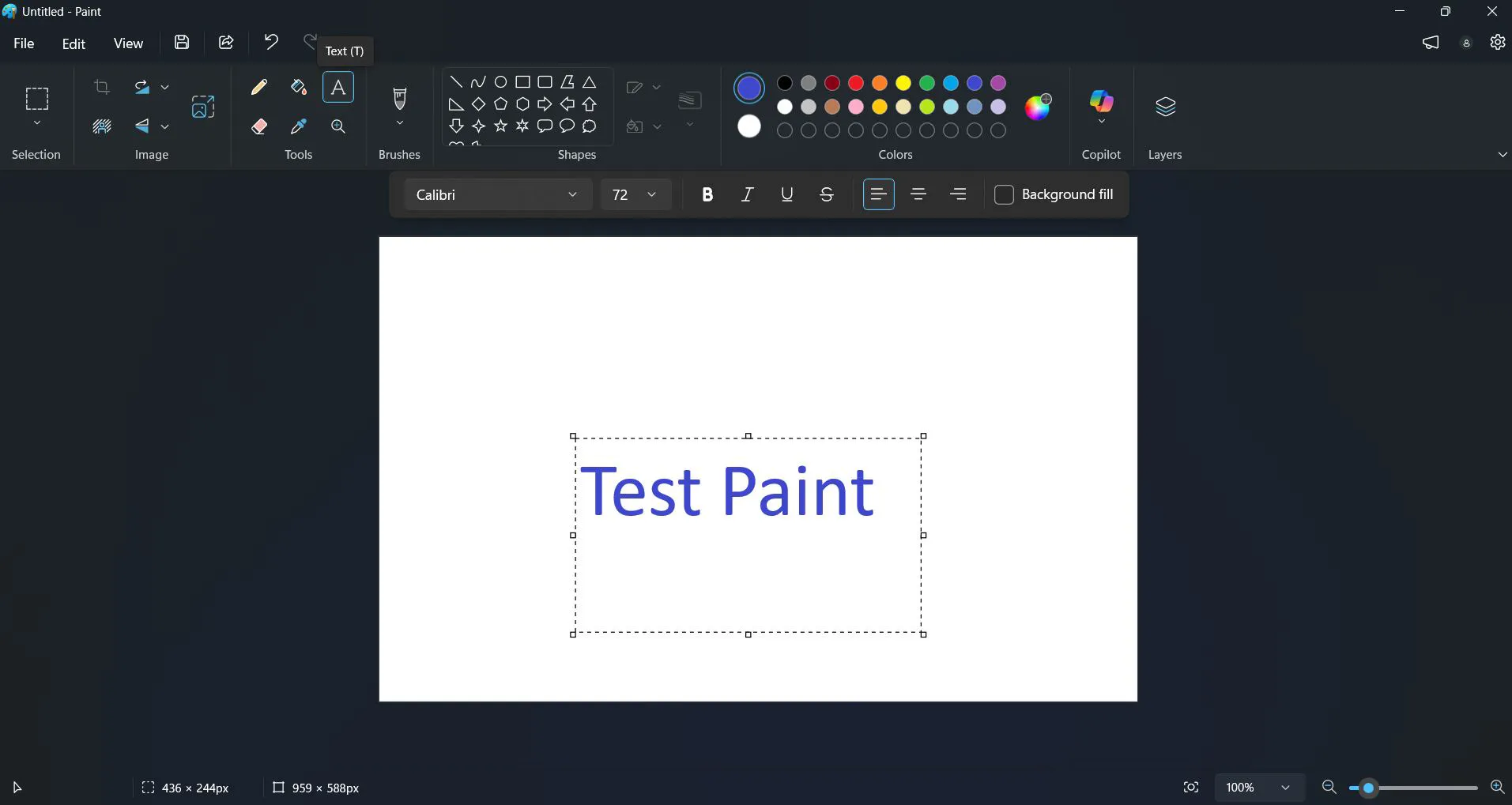 Working with Text in Paint on Windows 11