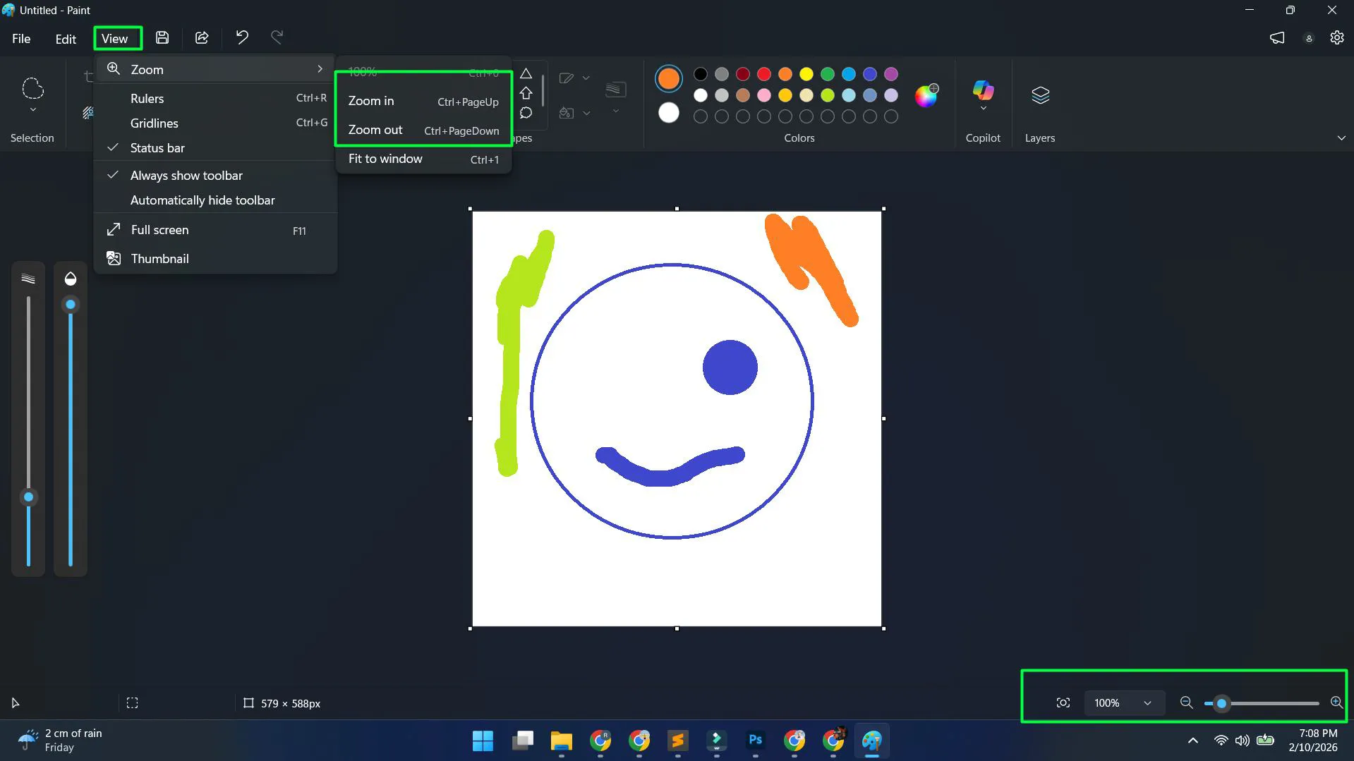 Zoom and View Controls in Paint