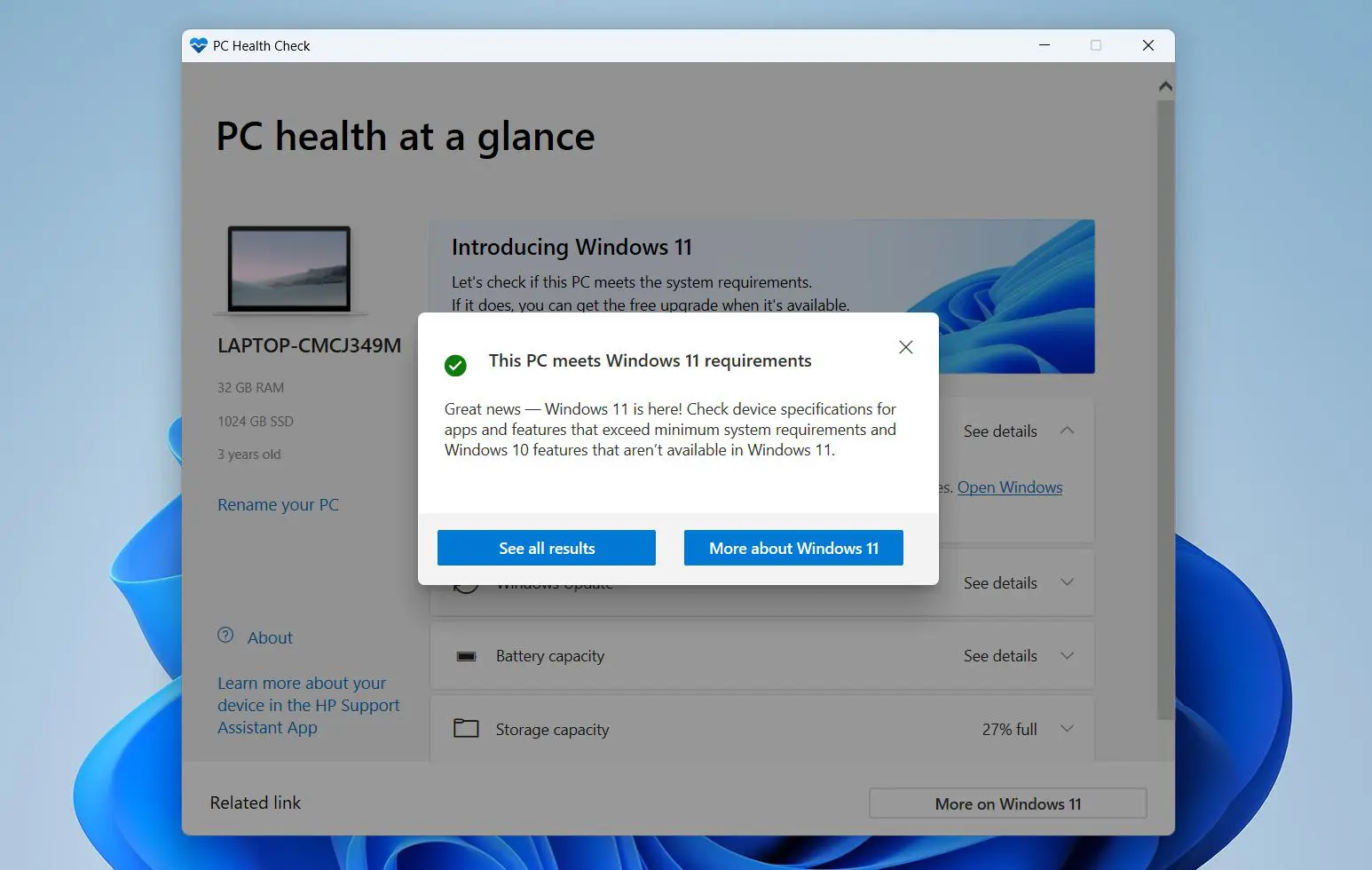 Click See all results to view the full breakdown of each requirement