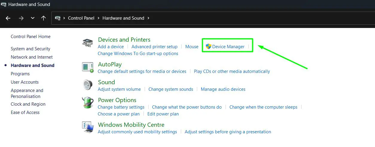 Open Device Manager Through Control Panel