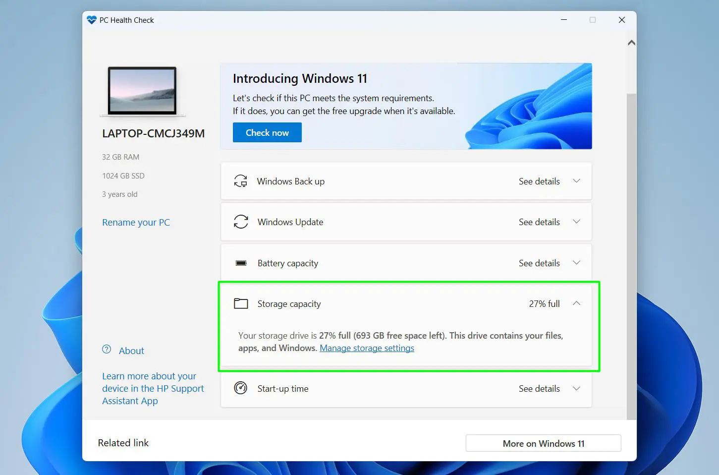 Review Storage Capacity