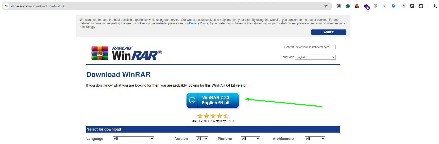 Visit the official WinRAR website and download the Windows 11 compatible version